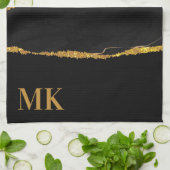 Black Marble Gold Glitter Theedoek (Gevouwen)