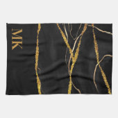 Black Marble Gold Glitter Theedoek (Horizontaal)