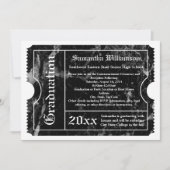 Black Marble Modern Afstuderen Ticket Kaart (Voorkant)
