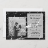 Black Marble Photo de mariage invitations (Devant)