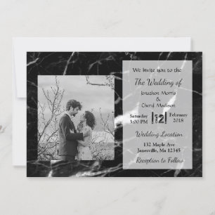 Black Marble Photo de mariage invitations