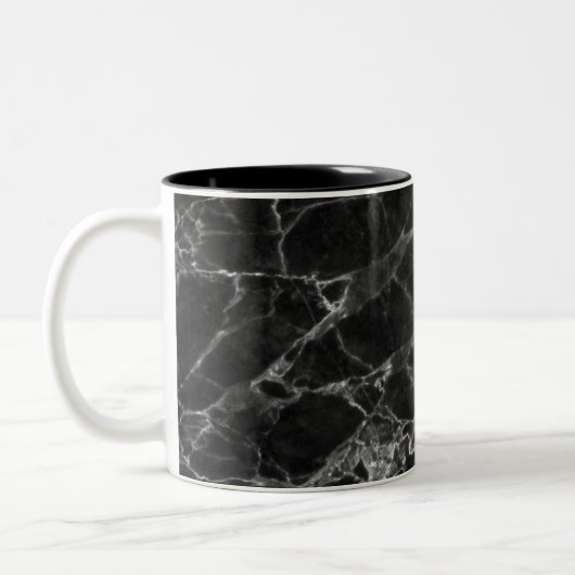 Black Marble Stone Kijk Tweekleurige Koffiemok (Links)