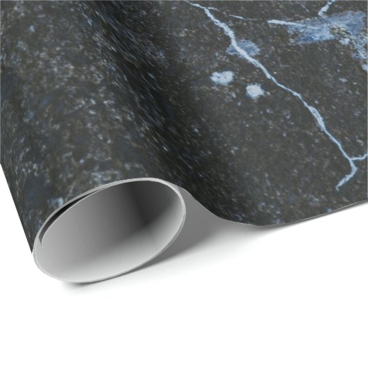 Black Marble Stone Pattern Cadeaupapier (Rol Hoek)