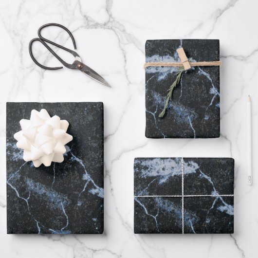 Black Marble Stone Pattern Inpakpapier Vel (Voorkant)