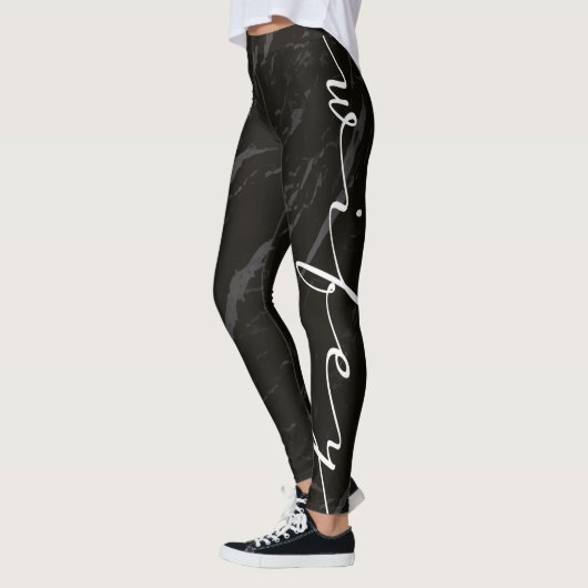 Black Marble Wifey Calligraphy Leggings (Links)