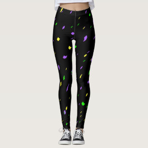 Black Mardi Gras Confetti Leggings