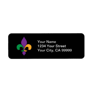 Black Mardi Gras Fleur de Lis Etiket