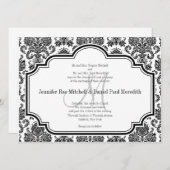 Black Mariage damassé Invitations Monogramme M (Devant / Derrière)