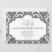 Black Mariage damassé Invitations Monogramme M (Devant)