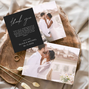 Black Mariage Minimaliste Merci Cartes