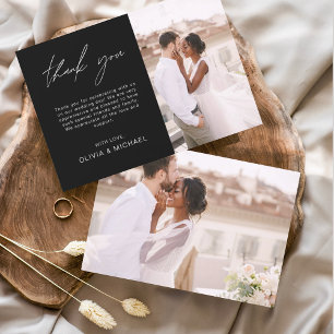 Black Mariage Minimaliste Merci Cartes