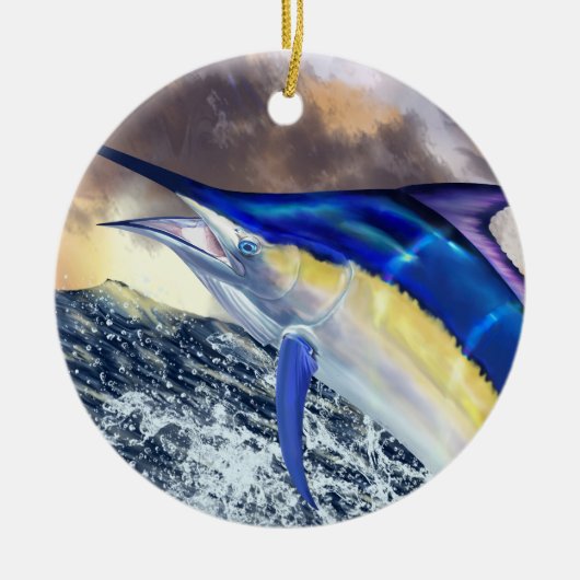Black Marlin Kerstmis Keramisch Ornament (Voorkant)