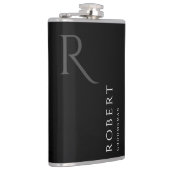 Black Masculine Monogram Groomsmen Gift Heupfles (Rechts)