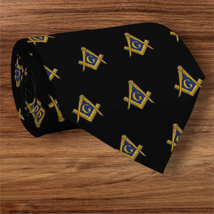 Black Masonic Vrijmetselaarspatroon Stropdas