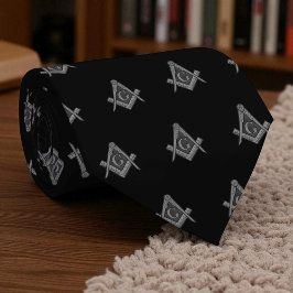 Black Masonic Vrijmetselaarspatroon Stropdas