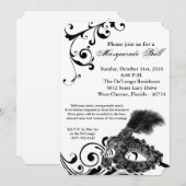 Black Masquerade Ball Mask Costume Halloween Part Kaart (Voorkant / Achterkant)