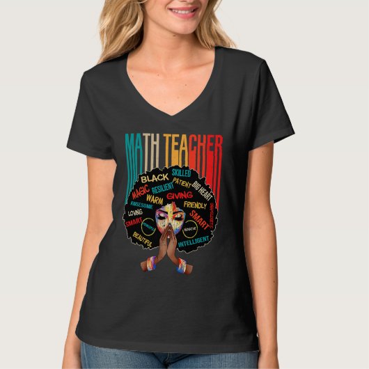 Black Math Teacher Afro Love Melanin African Ameri T-shirt (Voorkant)