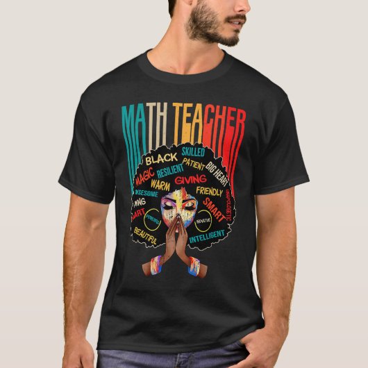 Black Math Teacher Afro Love Melanin African Ameri T-shirt (Voorkant)