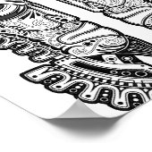 Black Mayan Twins Mask op White Poster (Hoek)