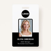 Black Medewerker Foto-ID Streepjescode Bedrijfsbev Badge (Voorkant)