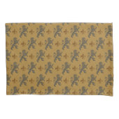 Black Medieval Lions Fleurs Kussensloop (Voorkant)