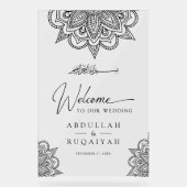 Black Mehndi Muslim Wedding Welcome Acryl Bord (Voorkant)