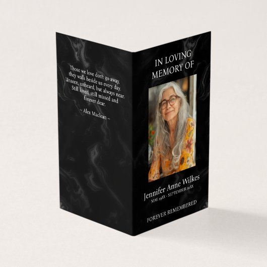 Black Memorial Viering van het leven Dank u Kaart (Buitenkant)