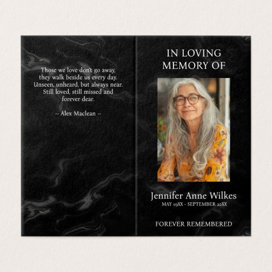 Black Memorial Viering van het leven Dank u Kaart (Buitenkant ongevouwen)