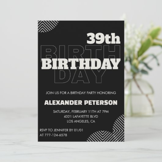 Black Men 39e anniversaire invitations de fête (Debout devant)