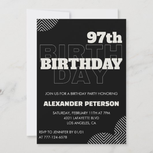 Black Men 97e anniversaire invitations à la fête (Devant)