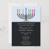 Black Menorah Hanukkah Celebration Invitation Kaart (Voorkant)