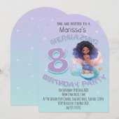 Black Mermaid Age Birthday Party Invitation (Devant / Derrière)