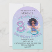 Black Mermaid Age Birthday Party Invitation (Devant)
