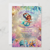Black Mermaid mignonne Invitation fille anniversai (Devant)