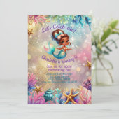 Black Mermaid mignonne Invitation fille anniversai (Debout devant)