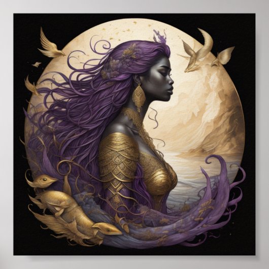 Black Mermaid Purple or A Poster (Devant)