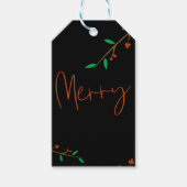 Black Merry Botanical Berry Branch Holiday Party Cadeaulabel (Voorkant)