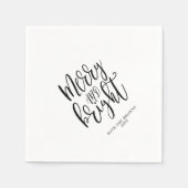 Black Merry & Bright Kerstparty Napkins Servet (Voorkant)