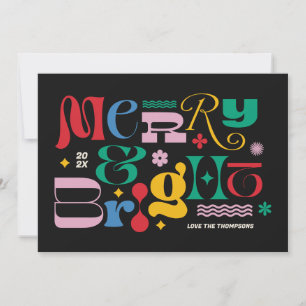 Black Merry & Bright Modern Type Mix Carte de vaca