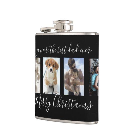 Black Merry Kerstbeste pap ooit foto Collage Heupfles (Links)