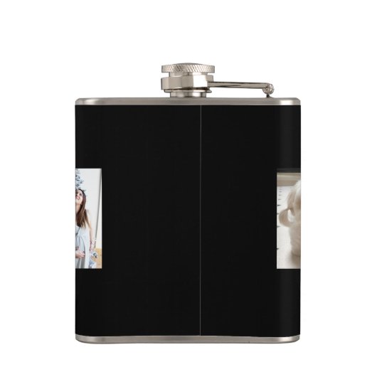 Black Merry Kerstbeste pap ooit foto Collage Heupfles (Achterkant)