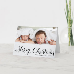 Black Merry-kerstcadeaufotokaart voor feestdagen Kaart