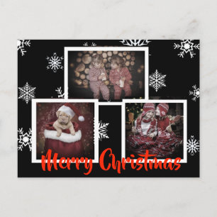Black Merry Kerstmis Snowflake Persoonlijke foto Briefkaart