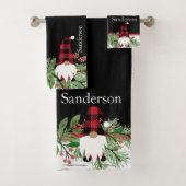 Black Merry kerstrode buffalo Pset Gnome Bad Handdoek (Insitu)