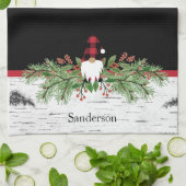 Black Merry kerstrode buffalo Pset Gnome Theedoek (Gevouwen)