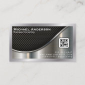 Black Mesh en Metallic Silver | QR-code Visitekaartje (Voorkant)