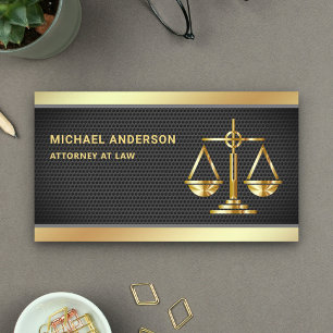 Black Mesh Gold Justice Scale Lawyer Attorney Visitekaartje