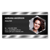 Black Mesh Metallic Real Estate Photo Realtor Magnetisch Visitekaartje (Voorkant)