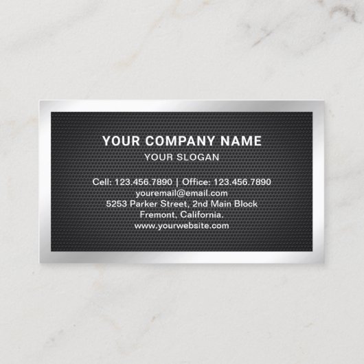 Black Mesh Steel Silver Foto Makelaar Visitekaartje (Achterkant)