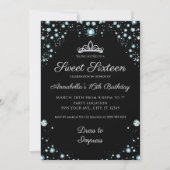 Black met Diamonds Birthday-uitnodigingen Kaart (Voorkant)